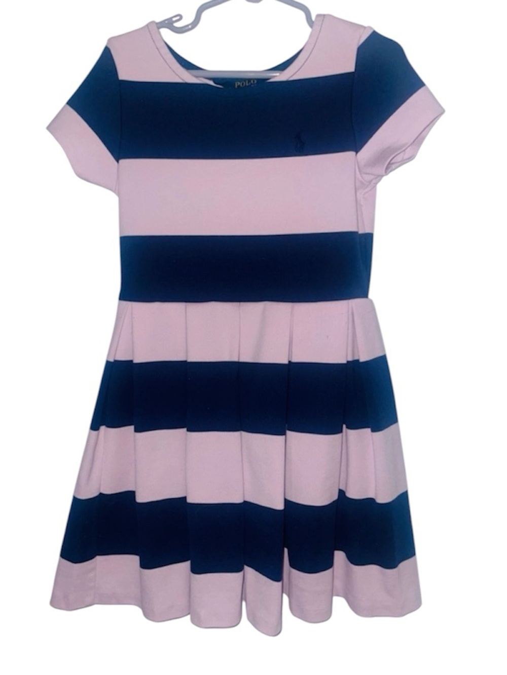 Polo Ralph Lauren Pink Blue Striped Peppy Dress Girls Sz 6